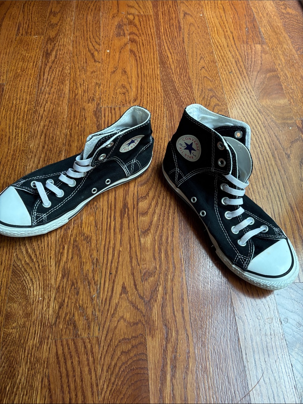 Converse Kids Black and White chuck Taylor High Top Sneakers ( with Velcro)